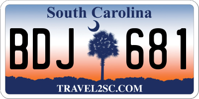 SC license plate BDJ681