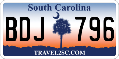 SC license plate BDJ796