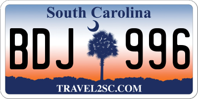 SC license plate BDJ996