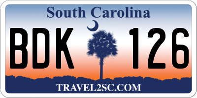 SC license plate BDK126