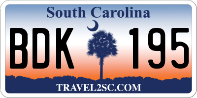 SC license plate BDK195