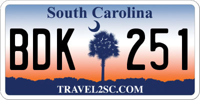 SC license plate BDK251