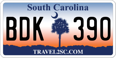 SC license plate BDK390