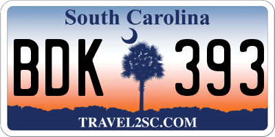 SC license plate BDK393