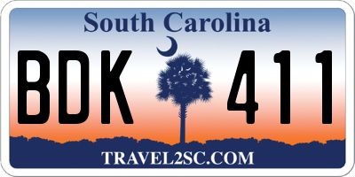 SC license plate BDK411