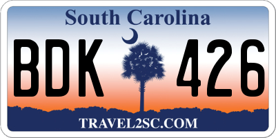 SC license plate BDK426