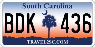SC license plate BDK436