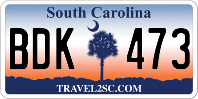 SC license plate BDK473