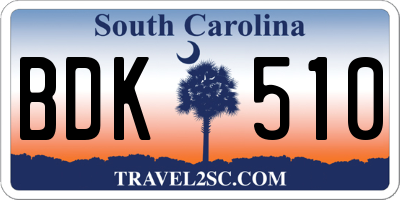 SC license plate BDK510