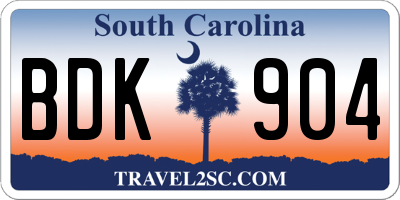 SC license plate BDK904