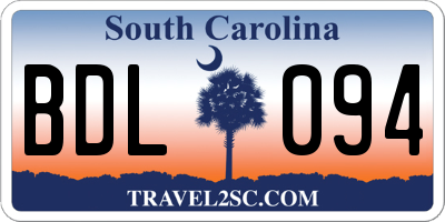 SC license plate BDL094