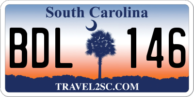 SC license plate BDL146