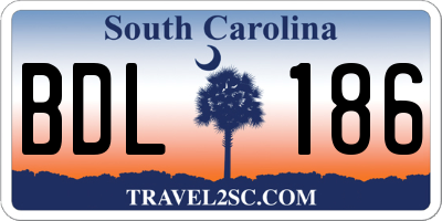 SC license plate BDL186