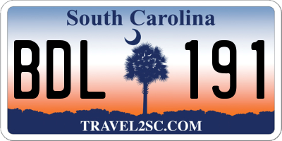 SC license plate BDL191