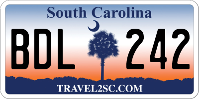 SC license plate BDL242