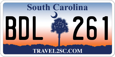 SC license plate BDL261