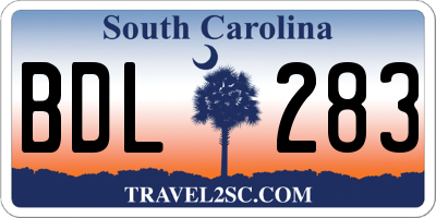 SC license plate BDL283