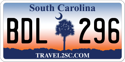 SC license plate BDL296