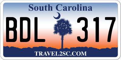 SC license plate BDL317