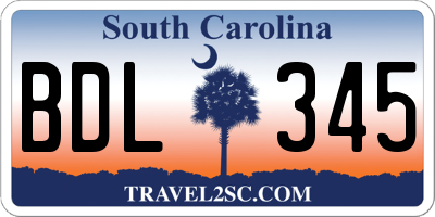 SC license plate BDL345
