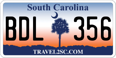 SC license plate BDL356