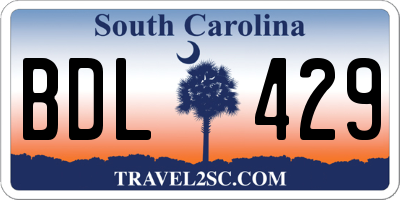 SC license plate BDL429