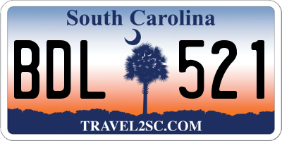SC license plate BDL521