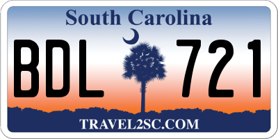 SC license plate BDL721