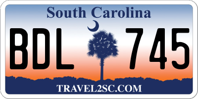 SC license plate BDL745