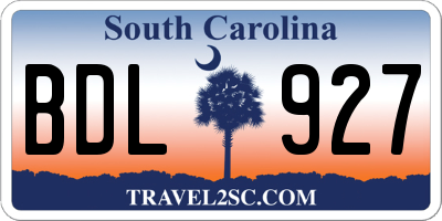 SC license plate BDL927