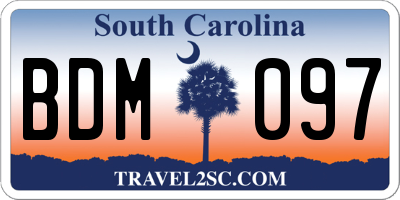 SC license plate BDM097