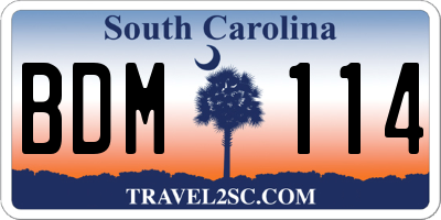 SC license plate BDM114