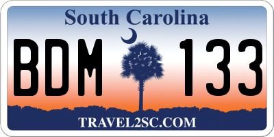 SC license plate BDM133