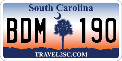 SC license plate BDM190