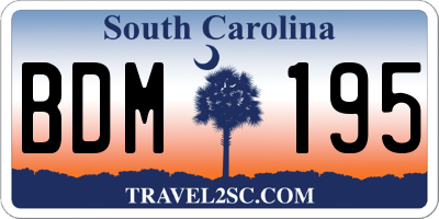 SC license plate BDM195