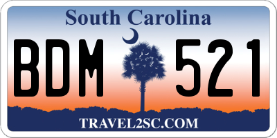SC license plate BDM521