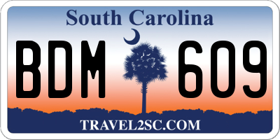 SC license plate BDM609