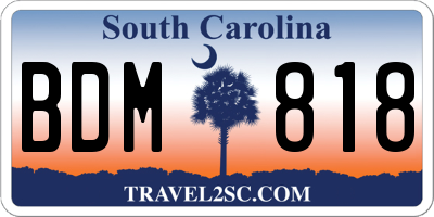 SC license plate BDM818