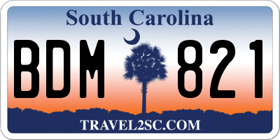 SC license plate BDM821