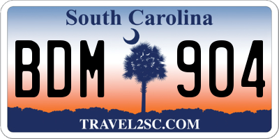 SC license plate BDM904