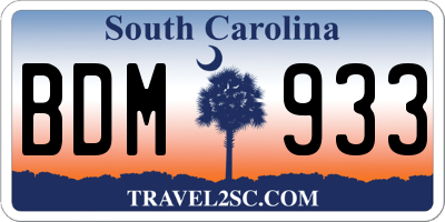 SC license plate BDM933