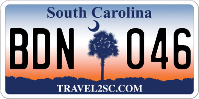 SC license plate BDN046