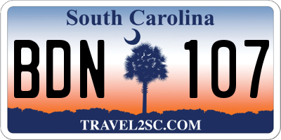 SC license plate BDN107