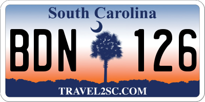 SC license plate BDN126