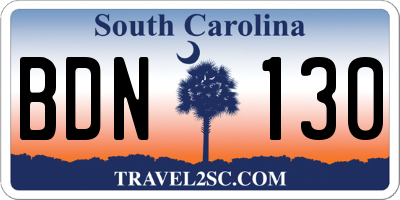 SC license plate BDN130