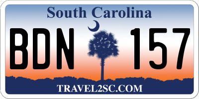 SC license plate BDN157