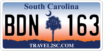SC license plate BDN163