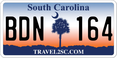 SC license plate BDN164