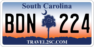 SC license plate BDN224