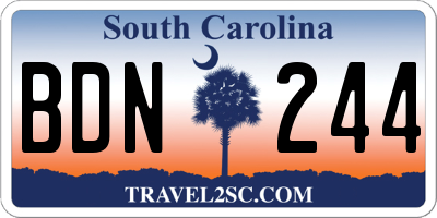 SC license plate BDN244